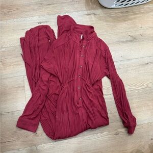 Free People Red Button-Up Jumpsuit - NWOT